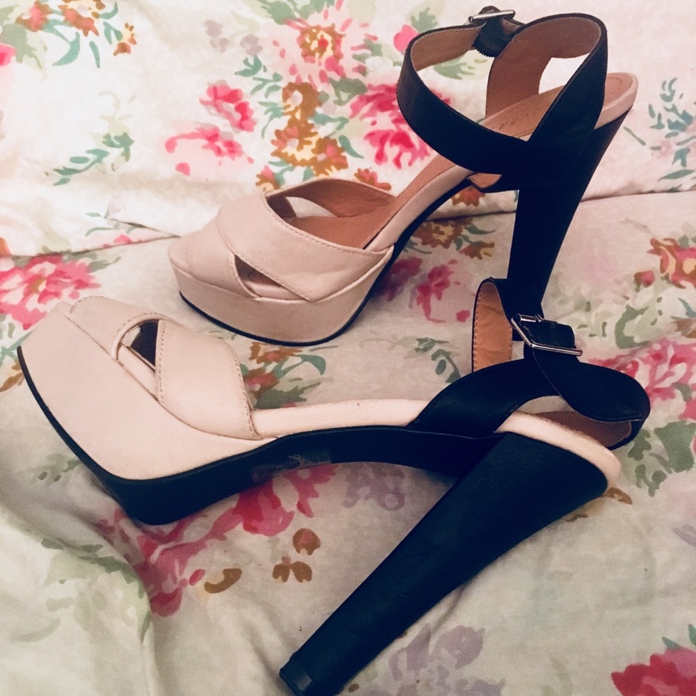 *SUMMER SALE* Peep-Toe Ankle Strap Block Heels